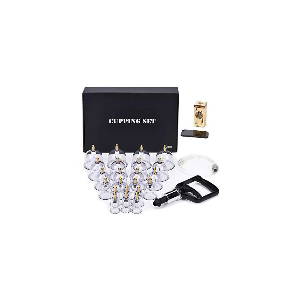 Muchoo Cupping Set Professional Chinese Acupoint Cupping Therapy Sets, Suction Hijama Cupping Set With Vacuum Magnetic Pump Cellulite Cupping Massage Ki