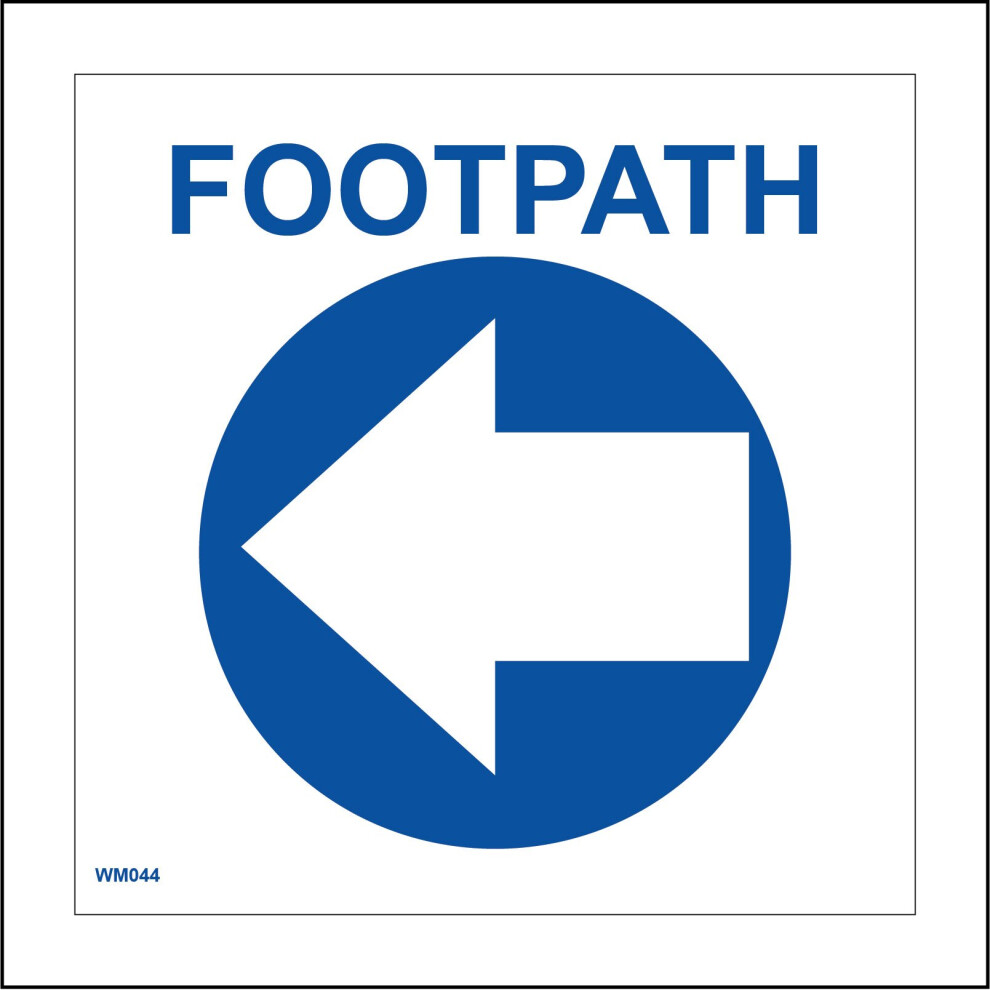 (200 x 200mm - 8 x 8, E - 3mm Standard Foamex Foamboard) WM044 Footpath Left Arrow Sign Circle Circuit Waymarker Blue White Track Walk 600mm x 600mm B-image-OPC-P97BRDZ-NEW