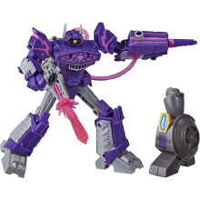 Transformers Cyberverse Deluxe Class Shockwave Actionfigur, Shock Blast Attack och Byggdel, 5 tum