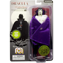 Figurines Mego, Dracula 8" qui brille dans le noir avec cape violette (Édition limitée)
