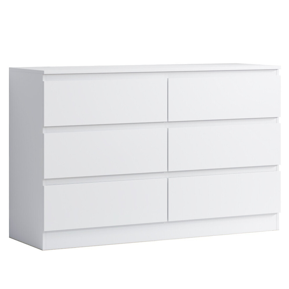 (Matt White) Narvik 6-Drawer Modern Chest of Drawers