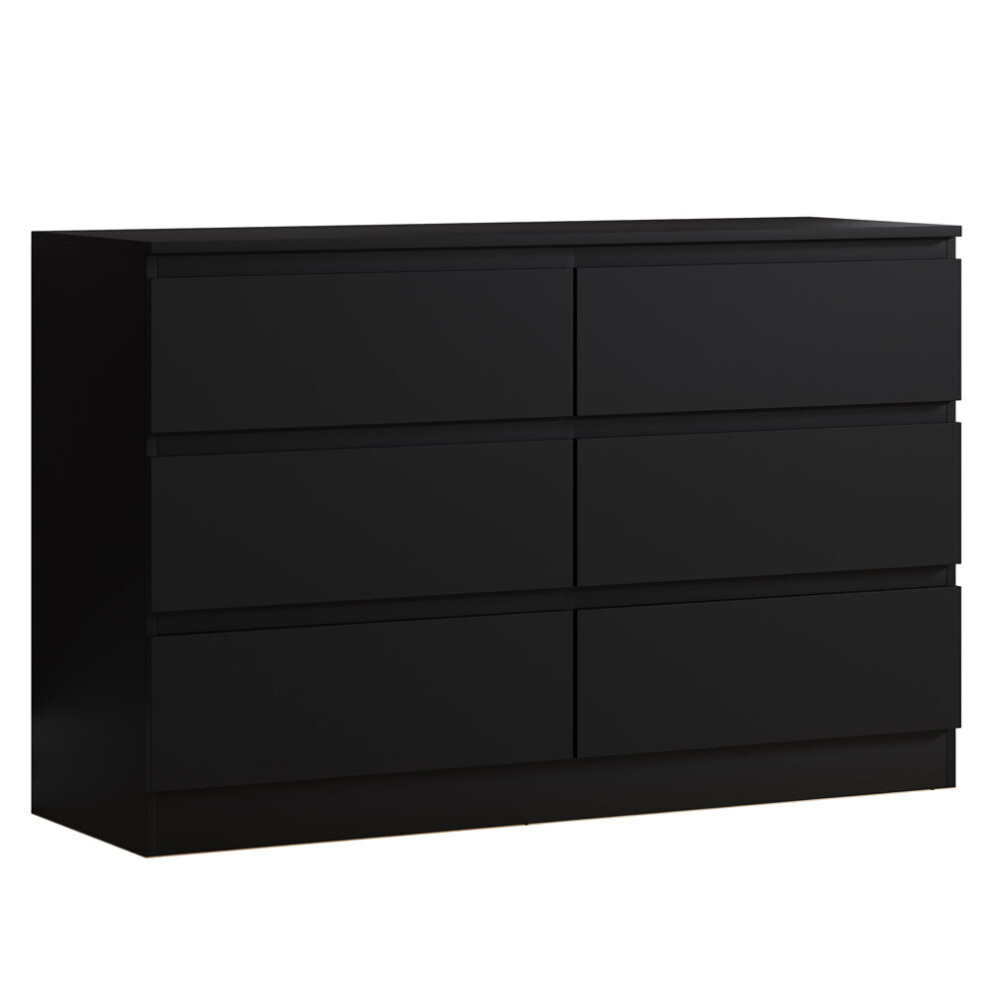 (Matt Black) Narvik 6-Drawer Modern Chest of Drawers