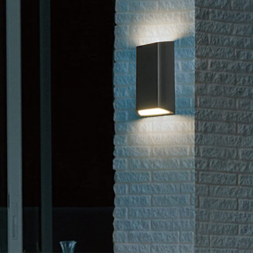 CGC Lighting Outdoor Outside Wall Light Rectangular Dark Grey Anthracite Up Down Garden LED Mains Power (Large) - Image 3