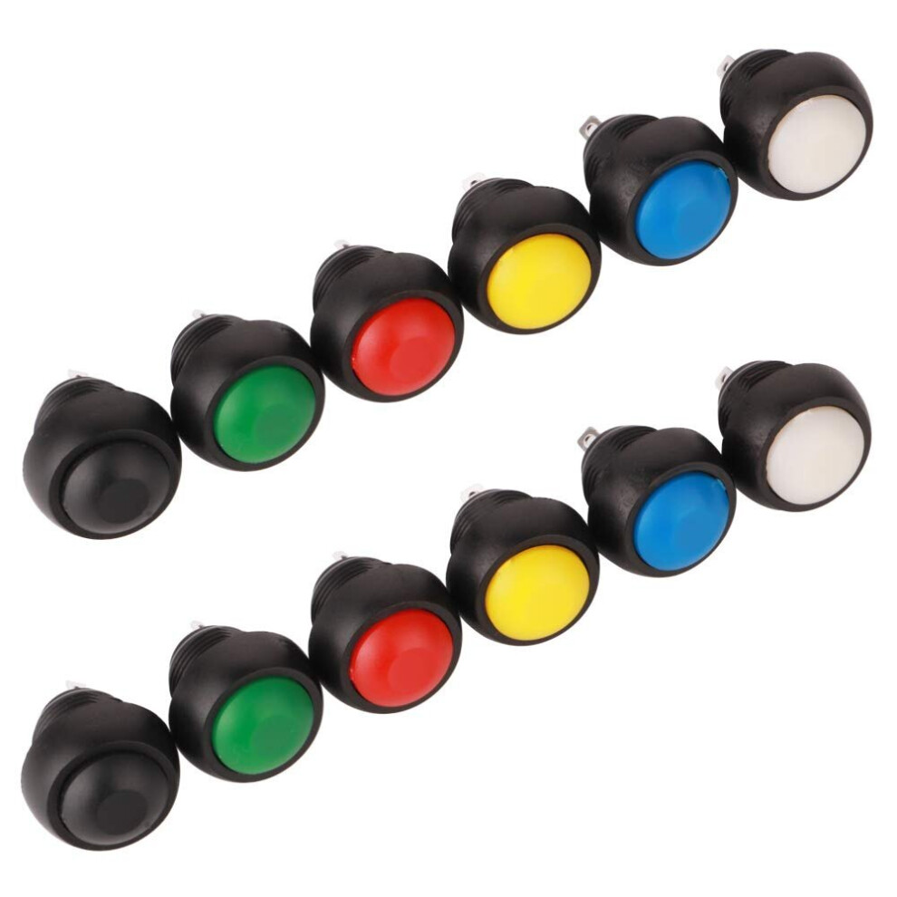 Gtiwung 12Pcs Momentary Push Button Switch, 2 Pins Spst Waterproof Momentary Mini Pushbutton Switches Horn Switch, Lockless... 631924694053