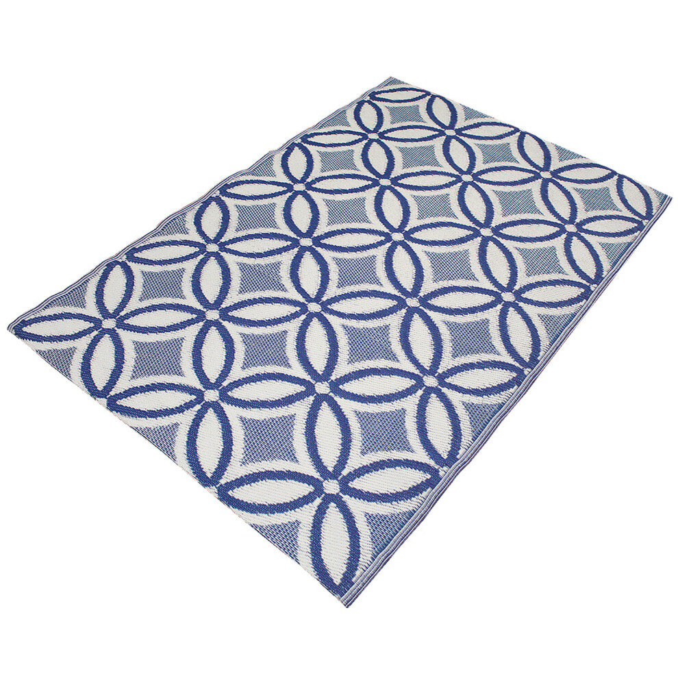 (Blue) Large Indoor Outdoor Patio Garden Mat Rug Plastic Weave Waterproof Weatherproof