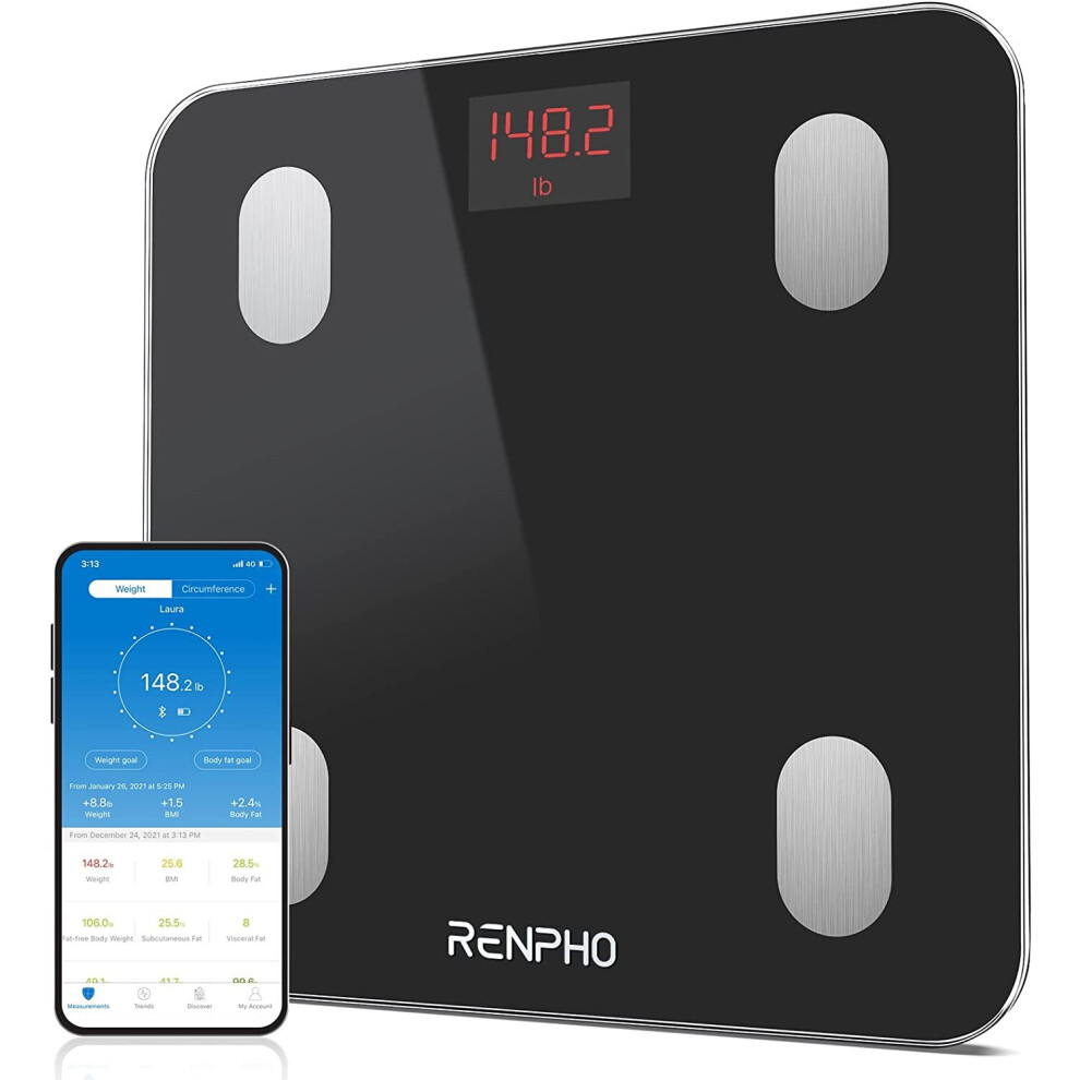 Renpho Bluetooth Body Fat Scale, Digital Smart Bathroom Weight Scales For Body Composition Analyzer With Smartphone App, 13...
