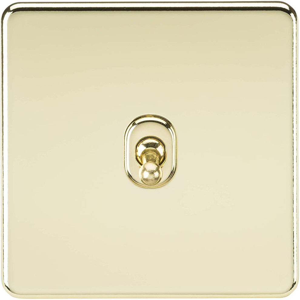 Knightsbridge Sf1togpb Screwless 10A 1G 2-Way Toggle Switch - Polished Brass 5055832936299