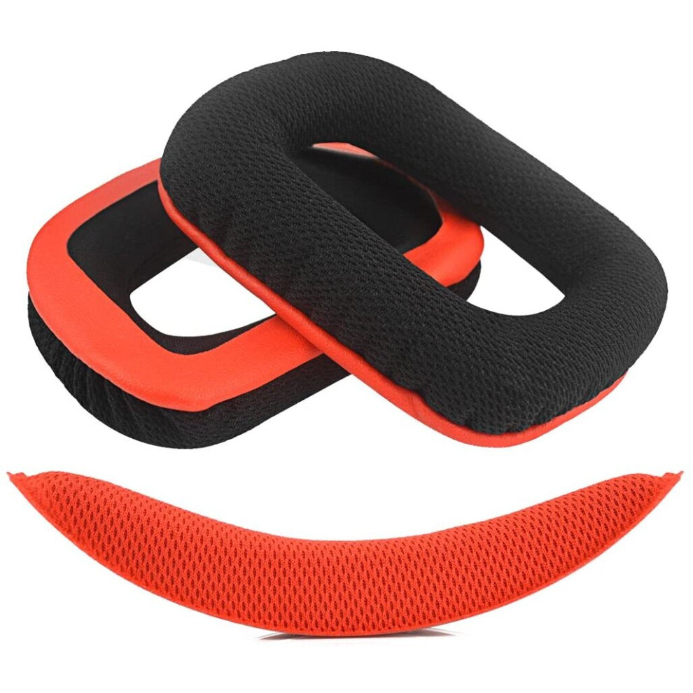Geekria QuickFit Mesh Fabric Replacement Ear Pads for Logitech G430, G930 Headphone Ear Pad and Headband Pad/Ear Cushion +...