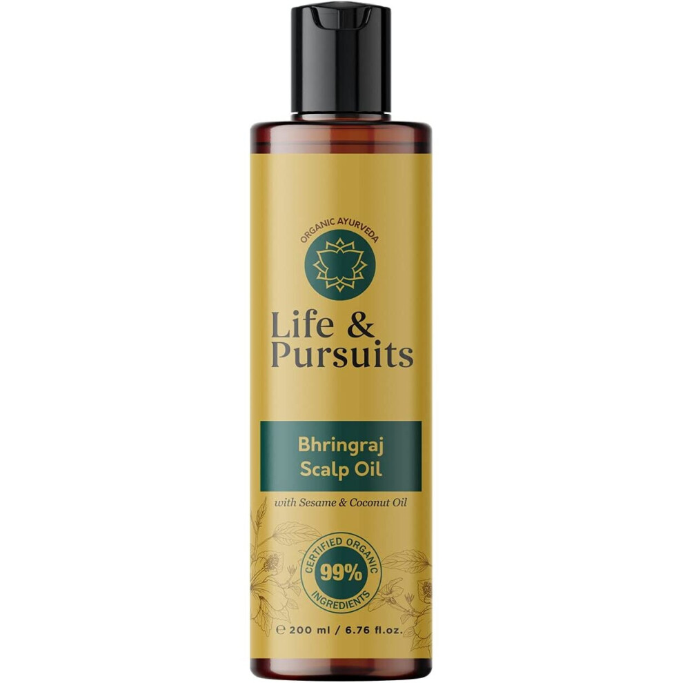 Life & Pursuits Organic Hair Growth Oil (200 ml) Herbal Scalp Therapy Oil for Thick, Strong, Healthy Hair with Bhringraj, Amla,...
