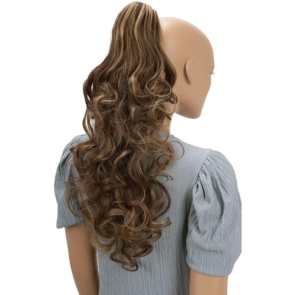 Caisha Unisex Brown Prettyshop 20" Hairpiece Ponytail Clip On Extension With Butterfly Claw Voluminous Wavy Mix H57b