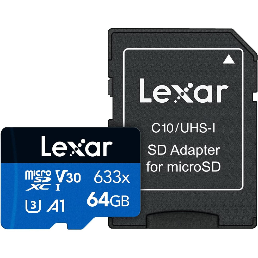 Lexar High-Performance Microsdxc 633X 64Gb Uhs-I Card W/Sd Adapter - Lsdmi64gbbnl633a