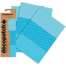 Décopatch - Ref C549O - Blue Spots, Stripes and Gingham Paper Pack - Each Sheet 30 x 40cm, Pack of 3 Paper Sheets - Best Used...
