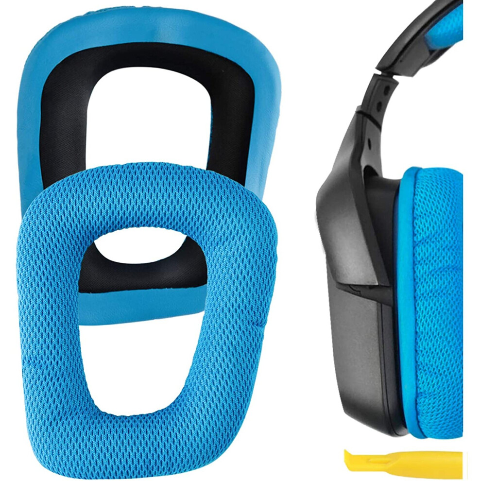 Geekria Quickfit Mesh Fabric Replacement Ear Pads For Logitech G930, G430, G35, F450 Headphones Earpads, Headset Ear Cushion... Blue 091037901408