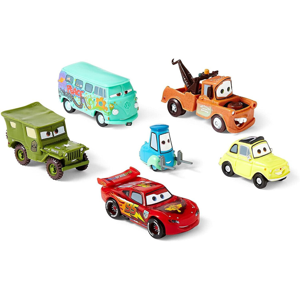 Disney Cars 6 Pc Lightning Mcqueen, Luigi, Guido, Mater, Sarge, Filmor