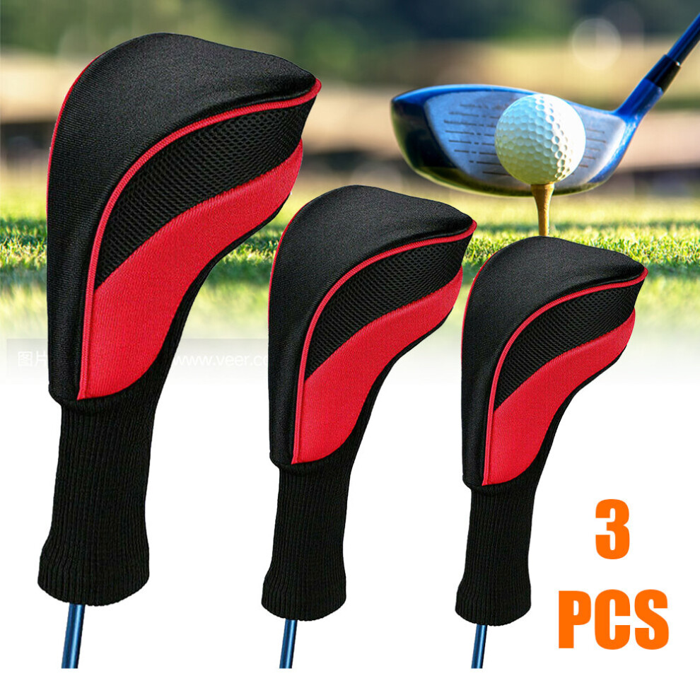 3X Golf Club Head Covers Set Long Neck Driver 1/3/5 Fairway Headcovers