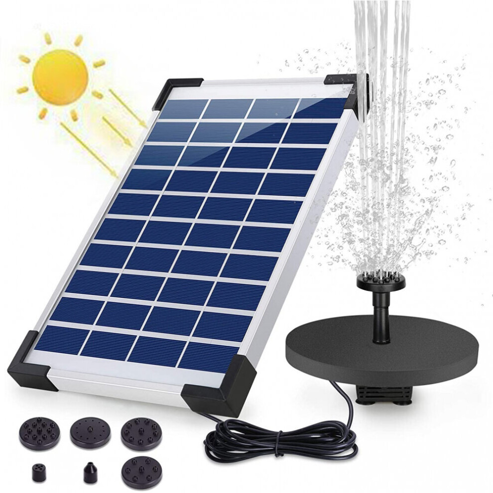 Solar Fountain Water Pump Kit, Garden Pond Watering with 6 Nozzles