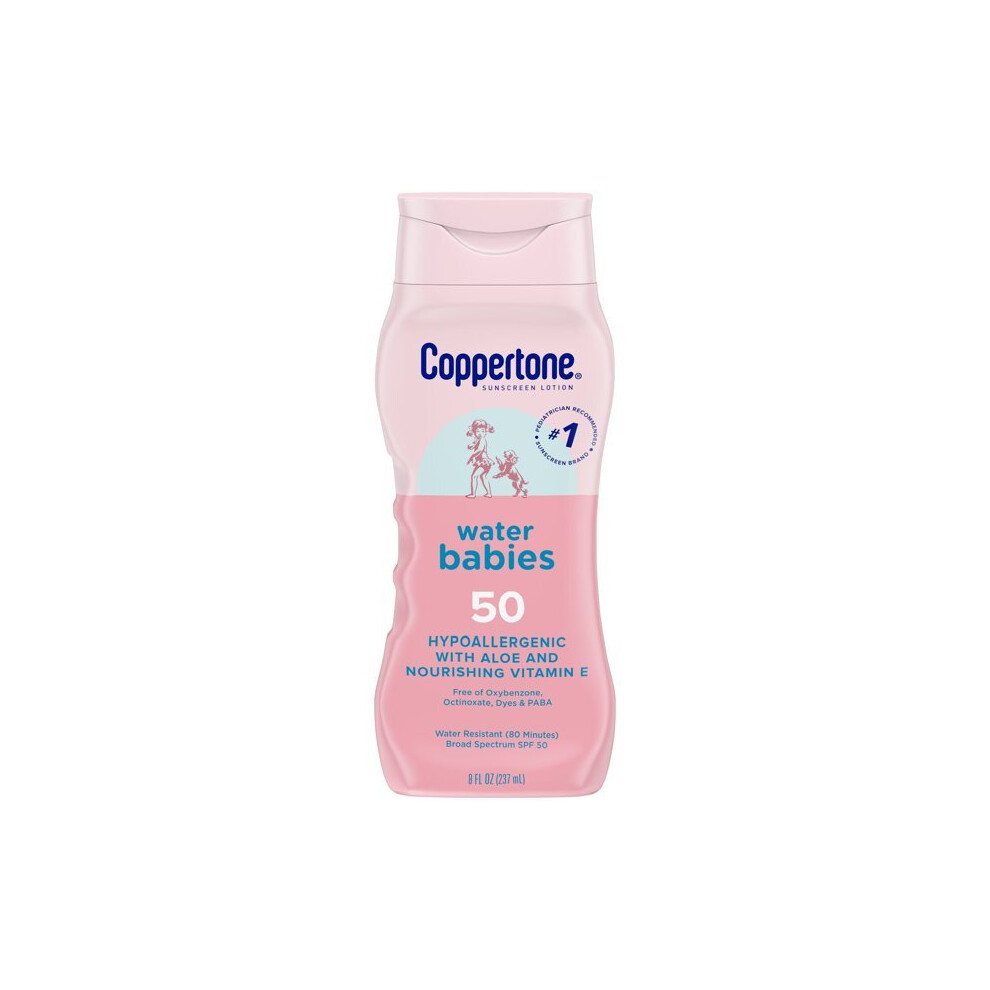 Coppertone WaterBabies SPF 50 Baby Sunscreen Lotion, 8 Fl Oz