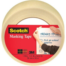 Scotch Home and Office Masking Tape, Beige, 1-1/2 in. x 55 yd., 1 Roll
