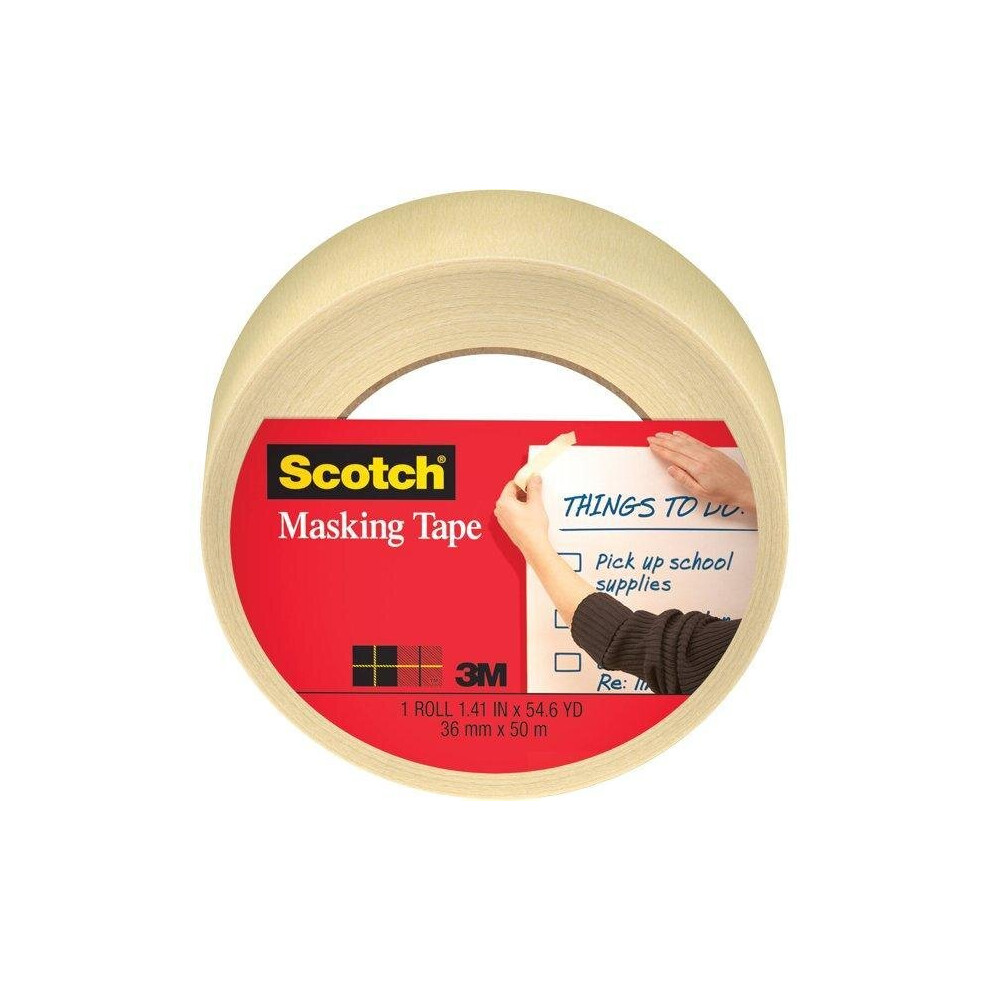 Scotch Home and Office Masking Tape, Beige, 1-1/2 in. x 55 yd., 1 Roll