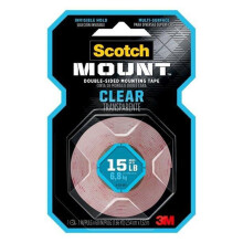 Scotch Clear Double-Sided Mounting Tape, 1 in x 60 in, 1 Roll