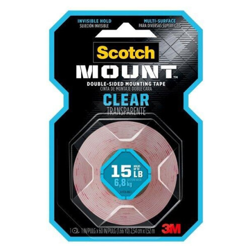 Scotch Scotch Clear Double-Sided Mounting Tape, 1 in x 60 in, 1 Roll