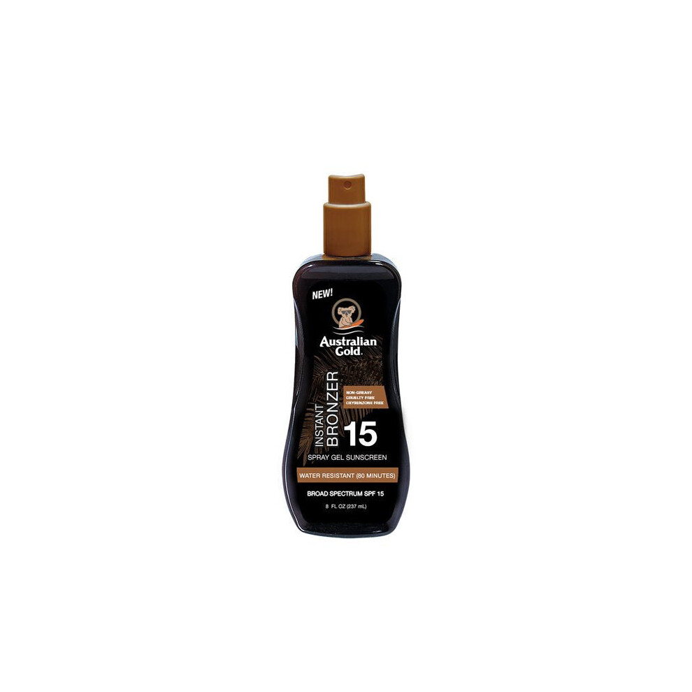 Australian Gold SPF 15 Spray Gel Sunscreen with Instant Bronzer 8 oz