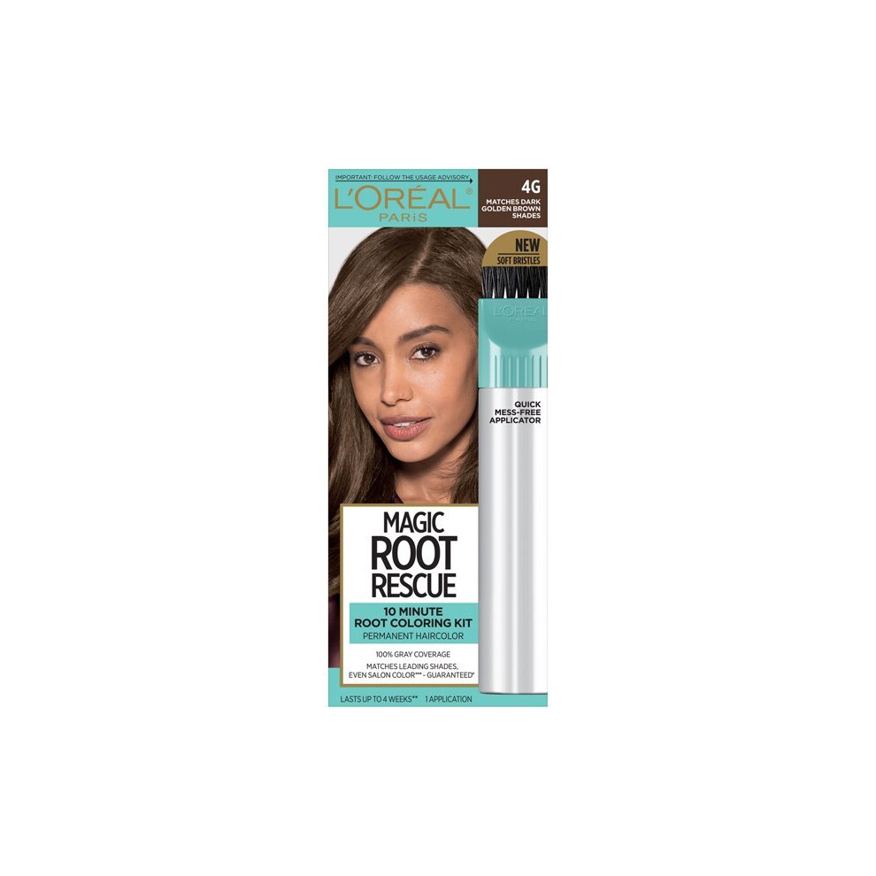 L'Oreal Paris Magic Root Rescue 10 Minute Hair Coloring Kit, 4G Dark Golden Brown, 1 Kit