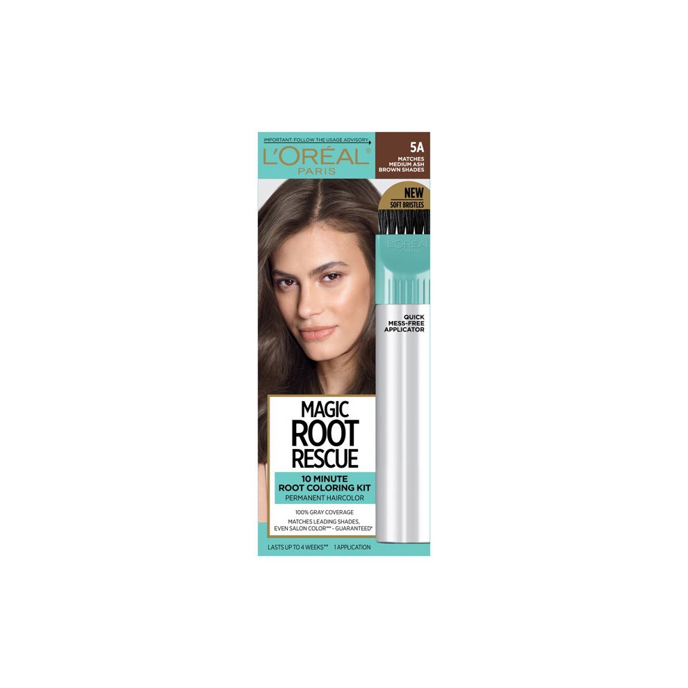 L'Oreal Paris Magic Root Rescue 10 Minute Root Hair Coloring Kit, 5A Medium Ash Brown, 1 kit