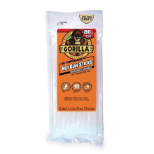Gorilla Glue Clear 8" Dual Temp Full-Size Hot Glue Sticks, 20 Count