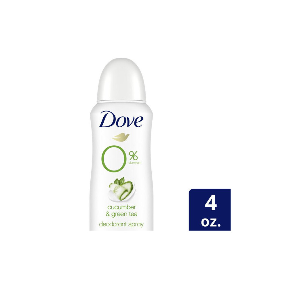 Dove 0% Aluminum Deodorant Spray Cucumber & Green Tea Aluminum Free 4 Oz