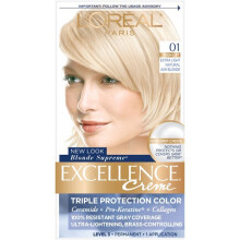 L'Oreal Paris Excellence Creme Permanent Triple Protection Hair Color, 01 Extra Light Ash Blonde, 1 Kit