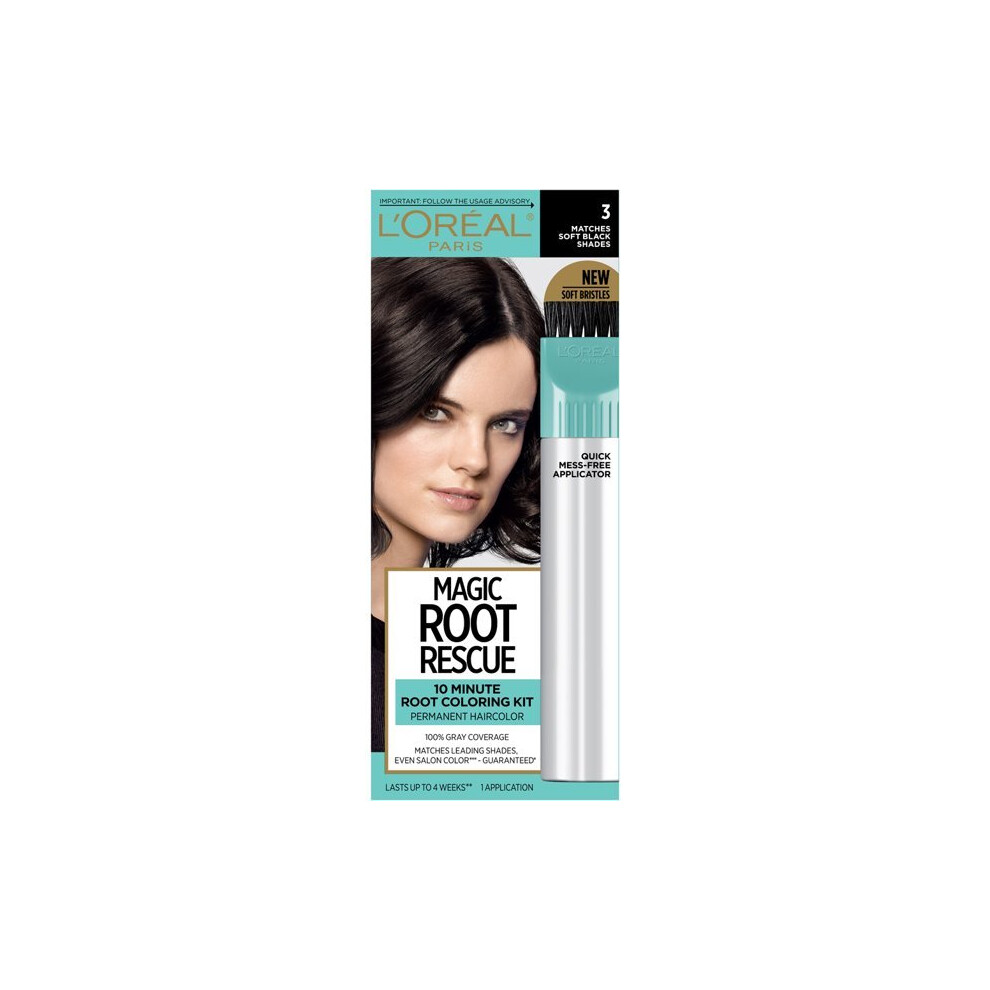 L'Oreal Paris Magic Root Rescue 10 Minute Hair Coloring Kit, 3 Soft Black, 1 Kit