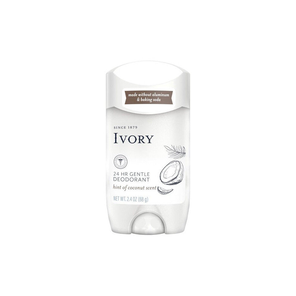 Ivory Deodorant, Hint Of Coconut, Made Without Aluminum And Baking Soda, 2.4 Oz.