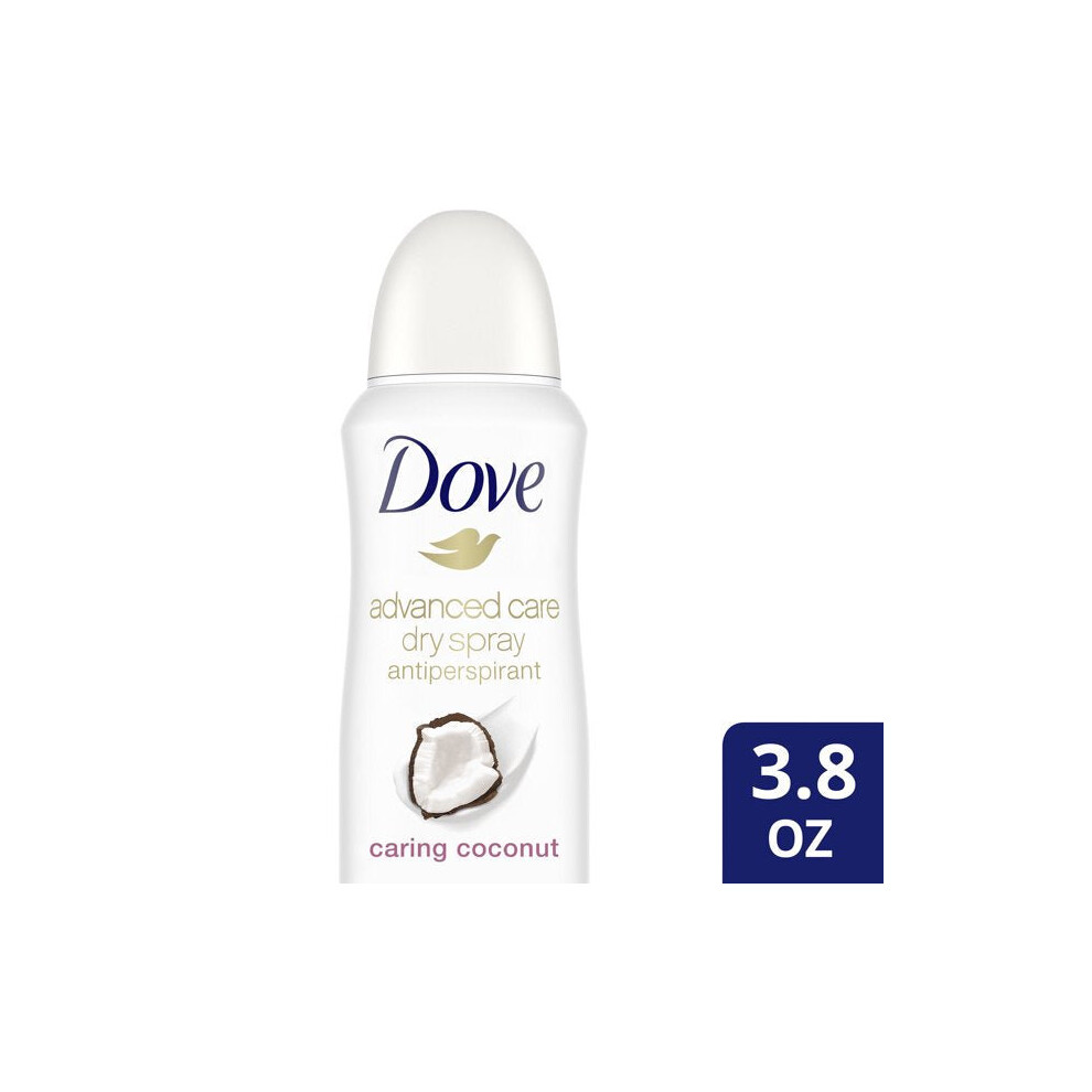 Dove Advanced Care Dry Spray Antiperspirant Deodorant Caring Coconut With 48 Hour Protection, Soft And Comfortable Underarms For Women 3.8 oz