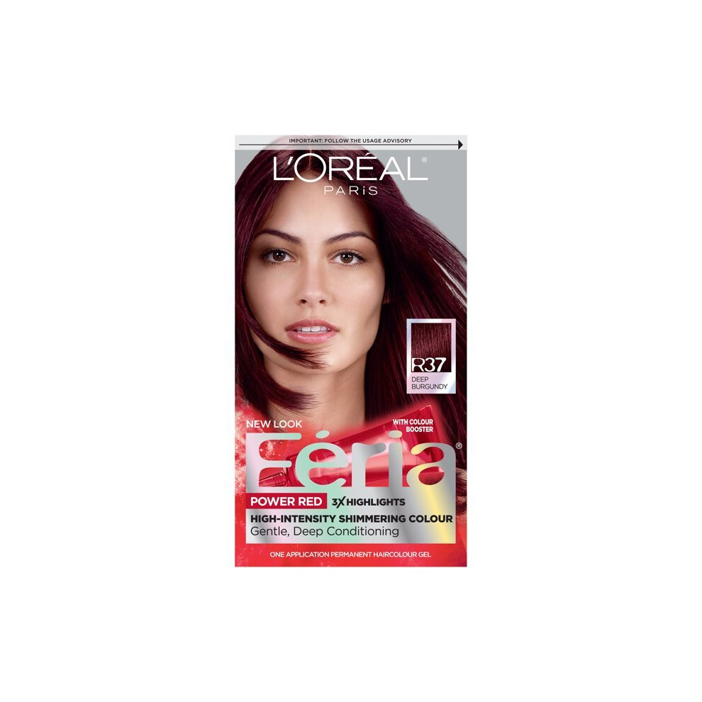 L'Oreal Paris Feria Multi-Faceted Shimmering Permanent Hair Color, R68 Ruby Rush, 1 Kit