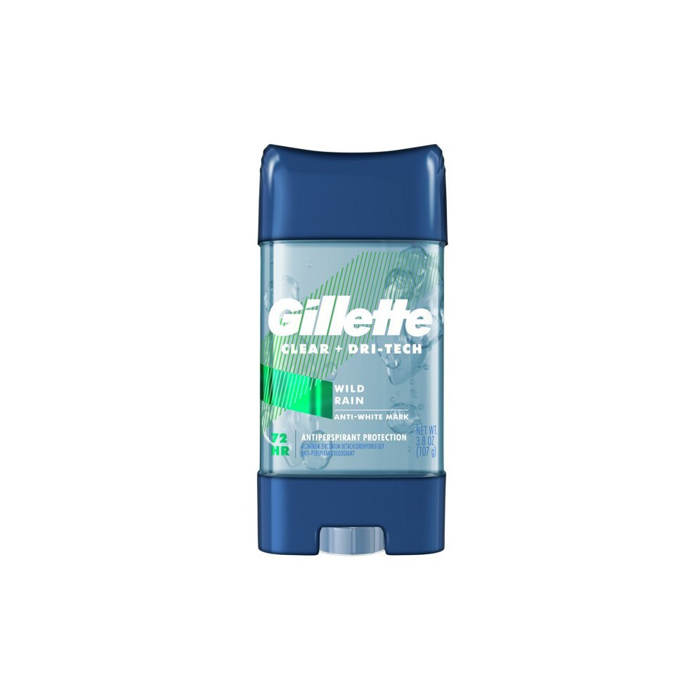 Gillette Clear Gel Mens Antiperspirant Deodorant, Wild Rain, 3.8 Oz.