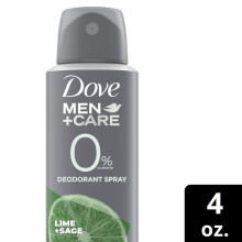 Dove Men+Care 0% Aluminum Deodorant Spray Lime & Sage Aluminum free 4 oz