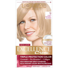 L'Oreal Paris Excellence Creme Permanent Triple Protection Hair Color, 9 Light Natural Blonde, 1 Kit