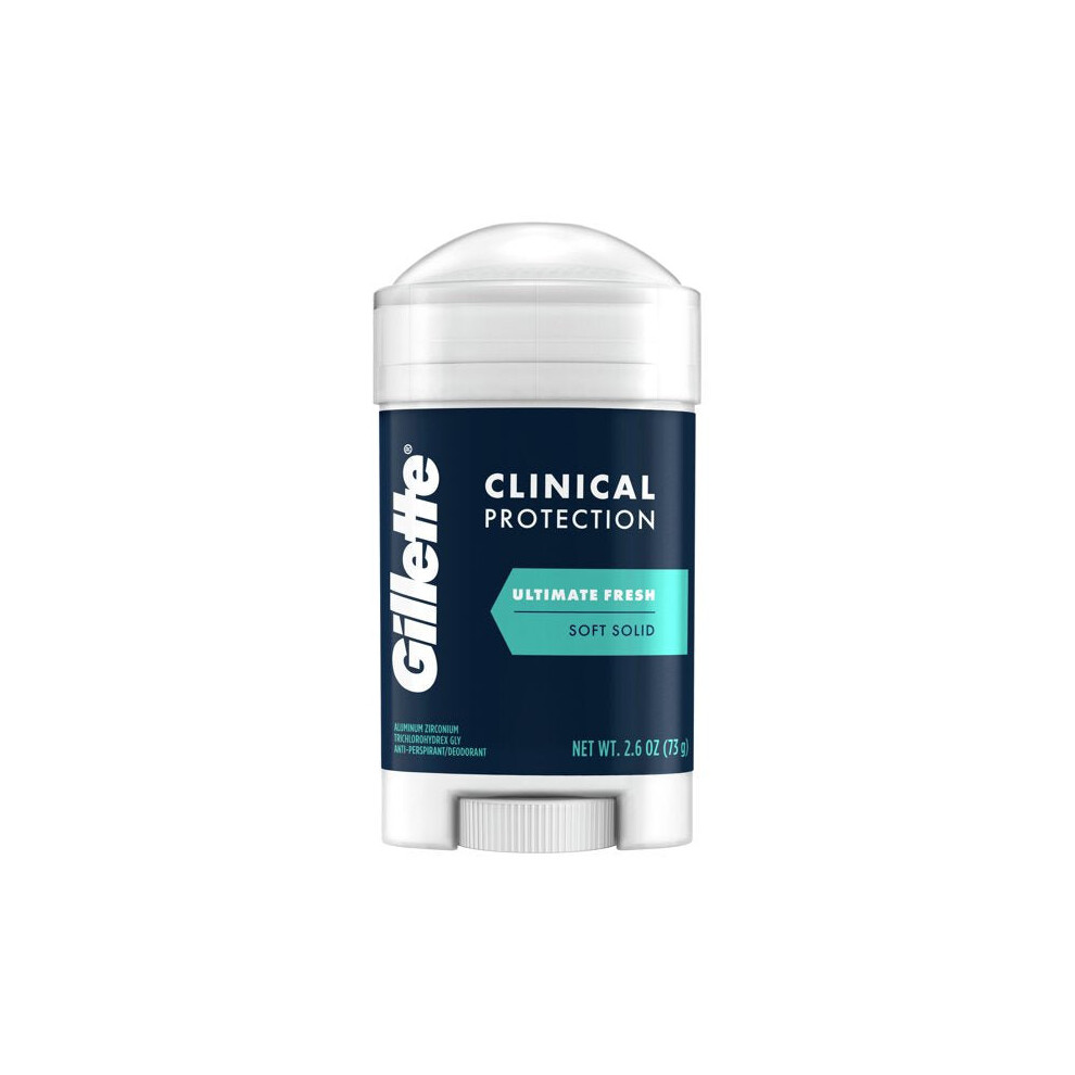 Gillette Clinical Soft Solid Antiperspirant Deodorant, Ultimate Fresh, 2.6 Oz