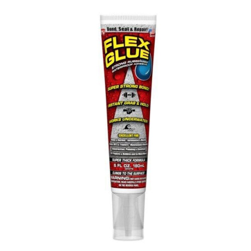 Flex Seal Flex Glue Strong Rubberized Waterproof Adhesive Sealant, White, 6 oz