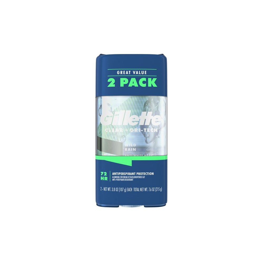 Gillette Clear Gel Men's Antiperspirant Deodorant, Wild Rain, 3.8 Oz., 2 Pack
