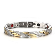 (Gold Silver) Magnetic Therapy Bracelet Elegant Steel Bracelet Jewelry Therapeutic Sliver And Gold Plated