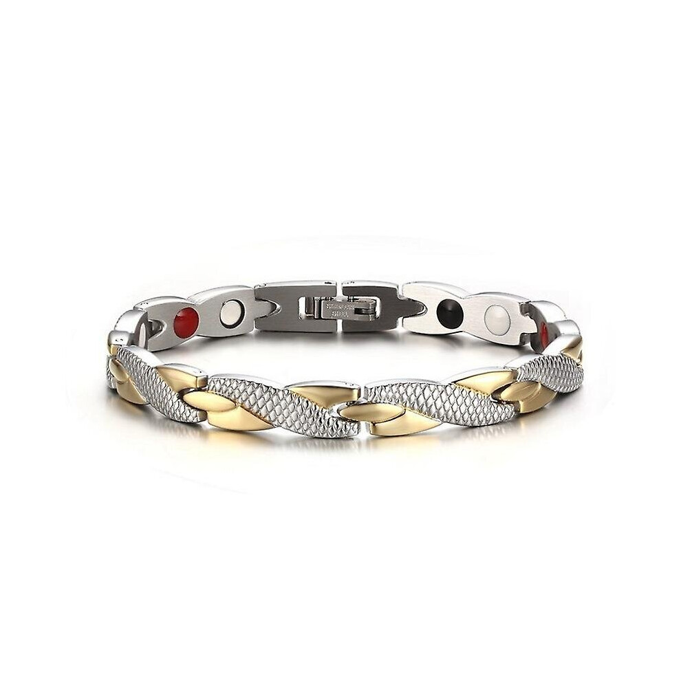 (Gold Silver) Magnetic Therapy Bracelet Elegant Steel Bracelet Jewelry Therapeutic Sliver And Gold Plated