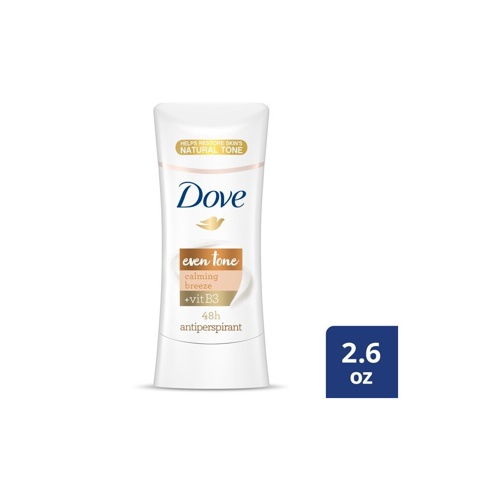 Dove Even Tone Antiperspirant Deodorant for Uneven Skin Tone Calming Breeze Restores Natural Underarm Skin Tone 2.6 OZ