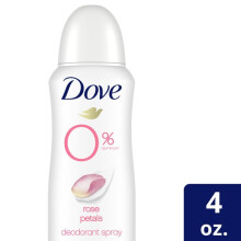 Dove 0% Aluminum Deodorant Spray Rose Petals Without Aluminum 4 Oz