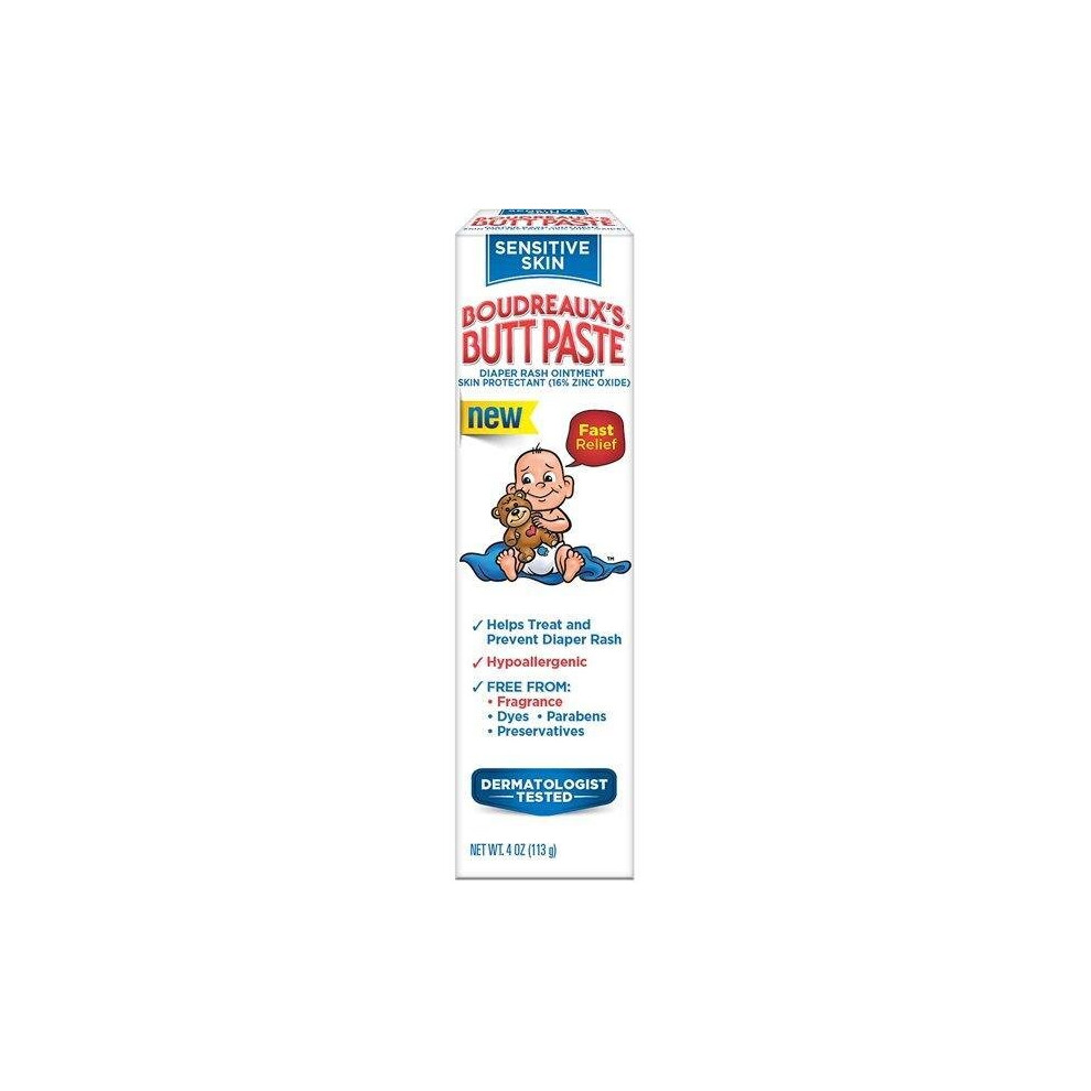Diaper Rash Ointment, For Sensitive Skin, Hypoallergenic, 4 Oz Boudreaux's Butt Paste