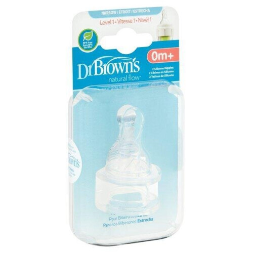 Dr. Brown's, Natural Flow, Anti-Colic Νυστέρι,  0 Μήνες +, Slow Flow, 2 Πακέτα