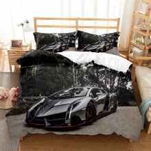(09, Single-135*200cm) Sports Car Bedding Single Double Duvet Cover Pillow Cases Set