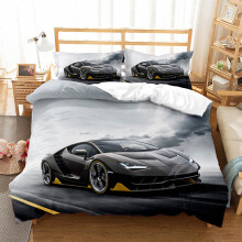 (06, Single-135*200cm) Sports Car Bedding Single Double Duvet Cover Pillow Cases Set