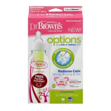Dr. Brown's Narrow Options+ Baby Bottle & Pacifiers Set, Pink Owl, 8 oz/250 ml